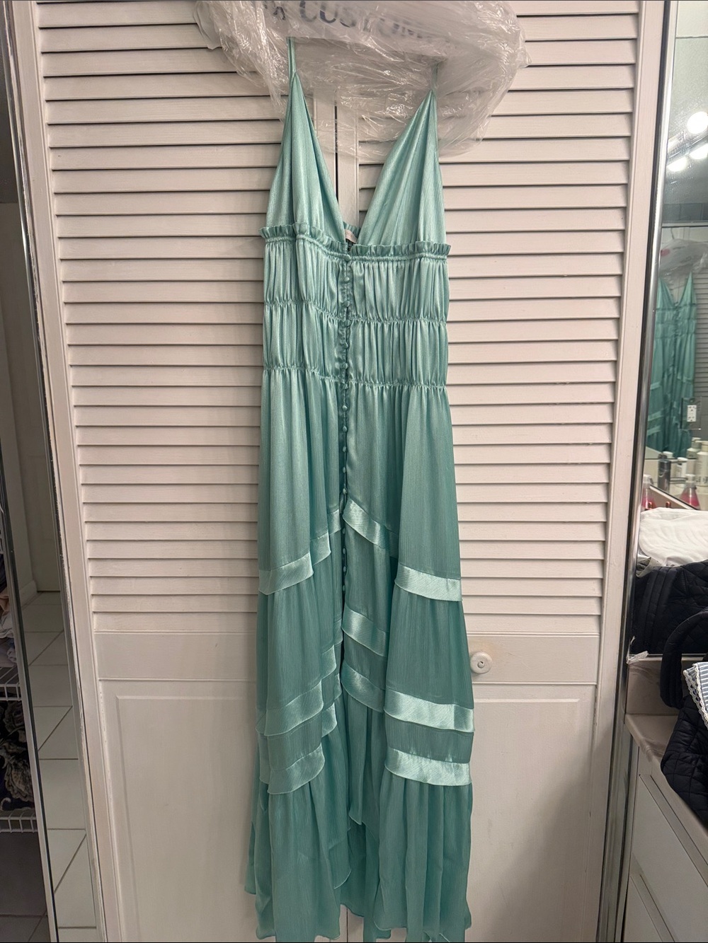 Ramy Brook Light Teal Tiered Maxi Dress